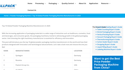 Top 10 Global Powder Packaging Machine Manufacturers In 2025 -