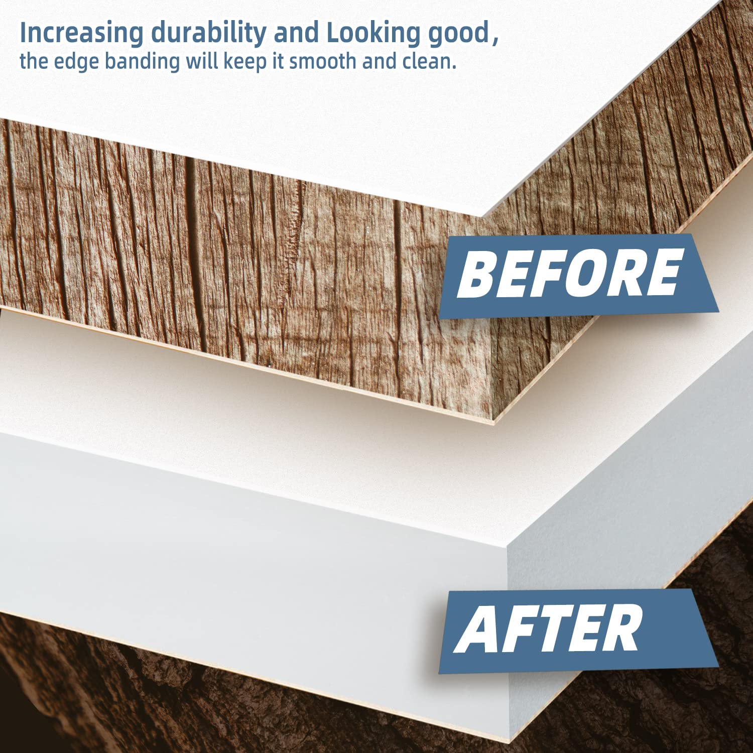 Illustrative example of edge banding laminate from Google Search