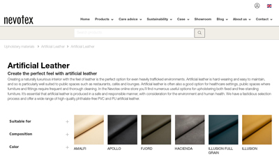 Artificial & synthetic leather for public environment, furniture - Nevotex