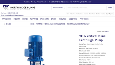 VXEN Vertical Inline Centrifugal Pump - North Ridge Pumps