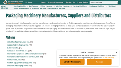 Packaging Machinery Manufacturers, Suppliers and Distributors