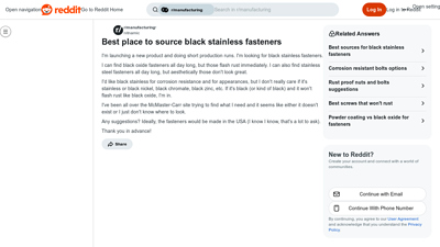 Best place to source black stainless fasteners : r/manufacturing