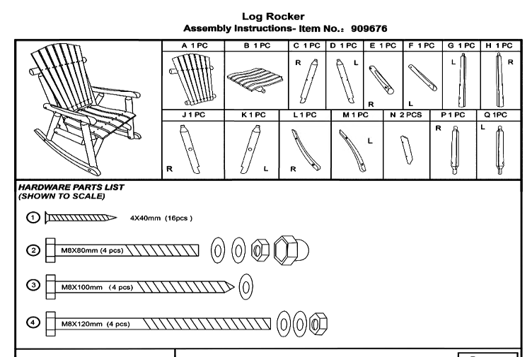 Illustrative example of rocker chair parts from Google Search
