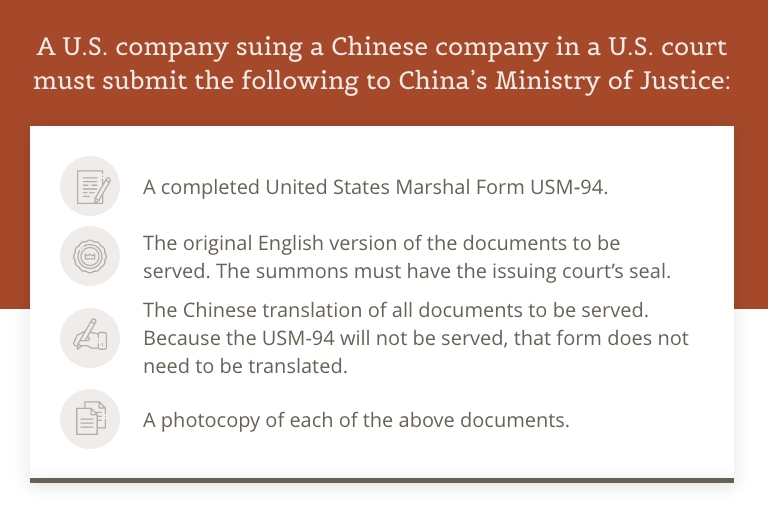 can you sue a company in china
