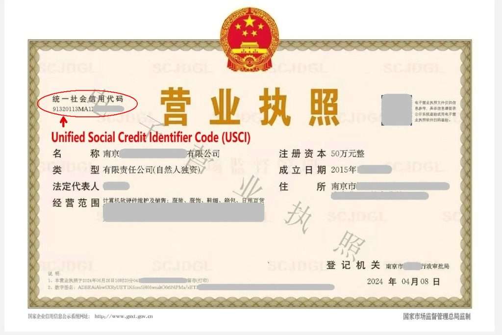 china company registration number