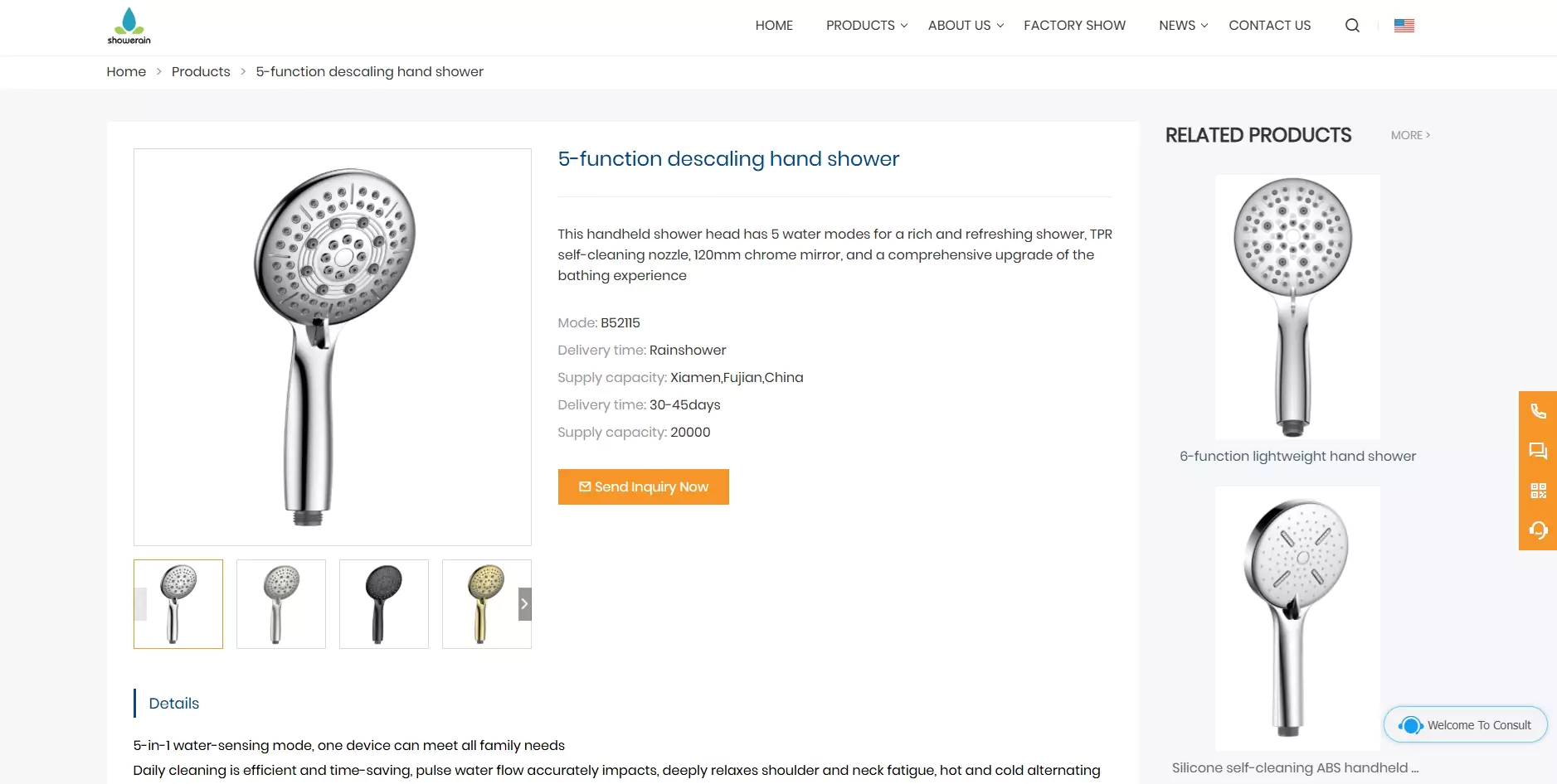 china five function shower head wholesalers