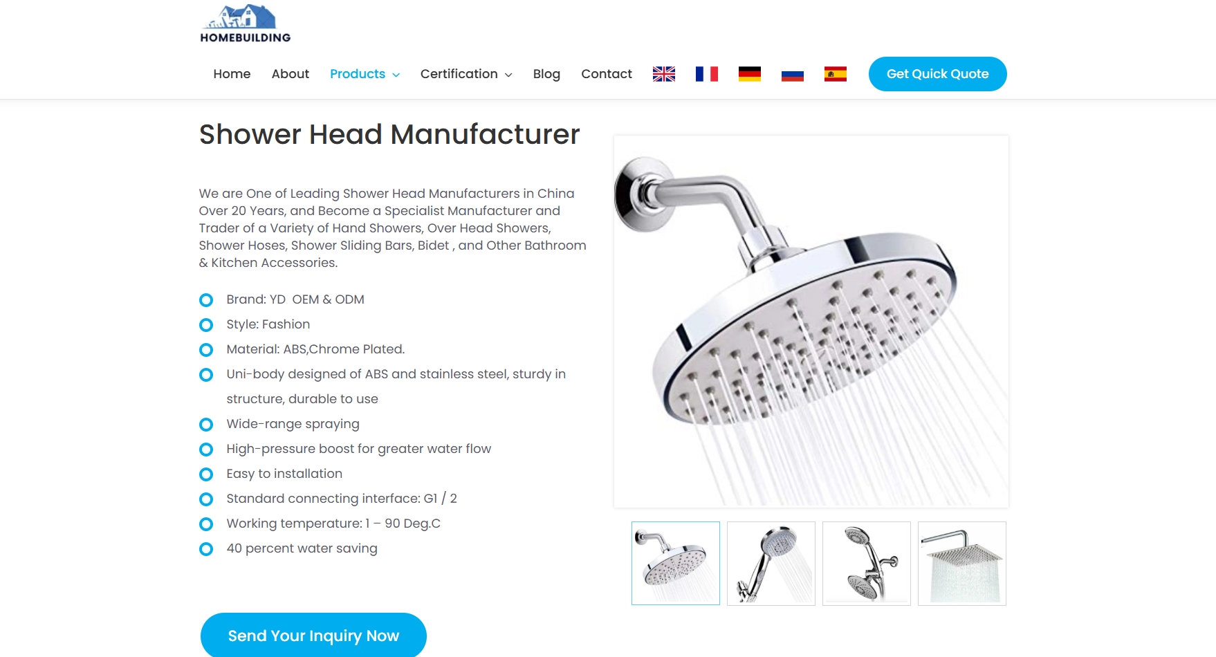 china music shower head company
