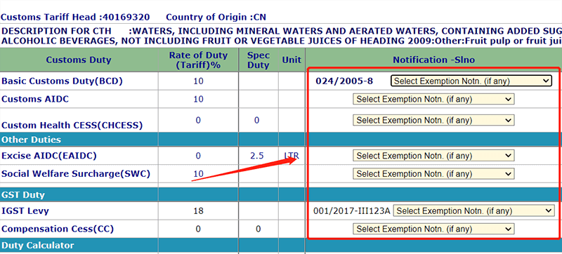 custom duty for import from china to india