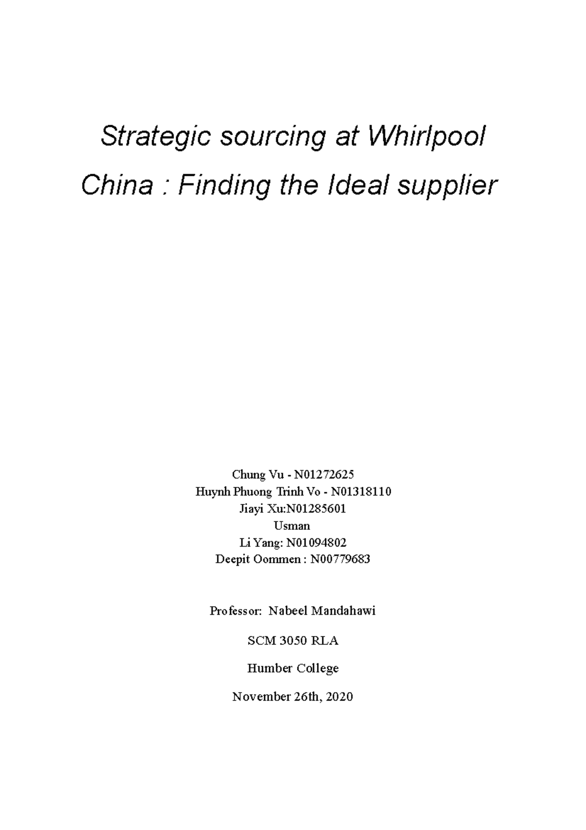 strategic sourcing at whirlpool china