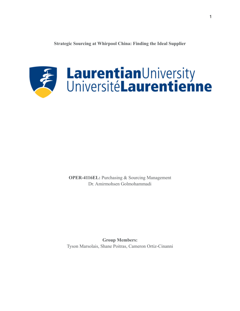 strategic sourcing at whirlpool china