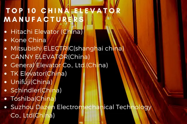 top 10 elevator companies in china