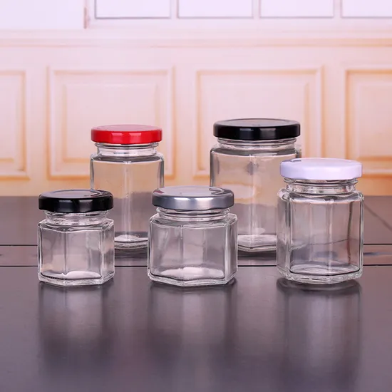 wholesale china 250ml hexagonal glass jam jar