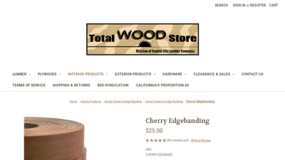 Cherry Edgebanding - 25' sections or full roll - Total Wood Store