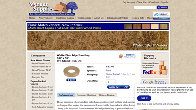 White Pine Edge Banding 7/8