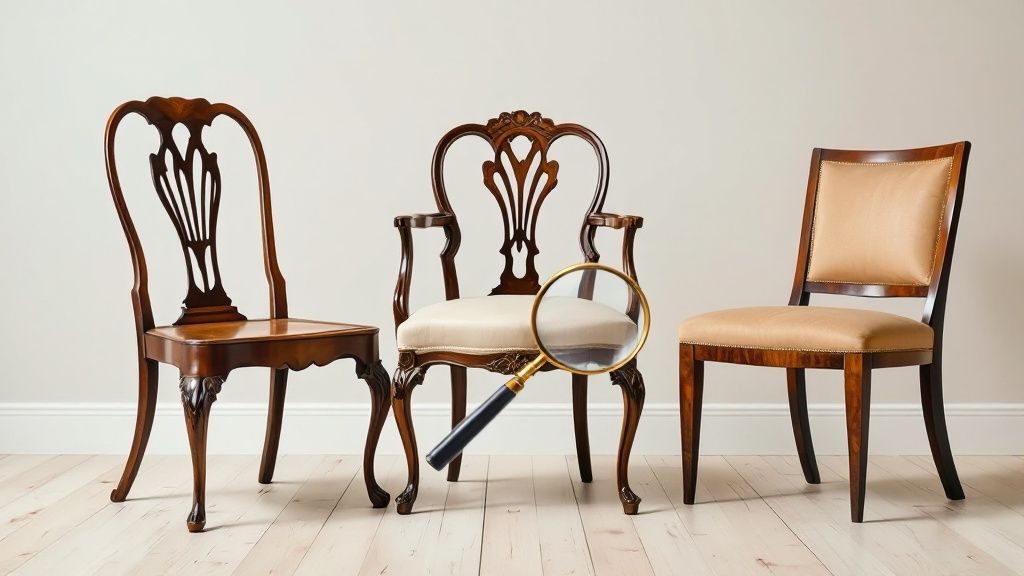 Illustrative example of vintage chair can help identify my from Google Search