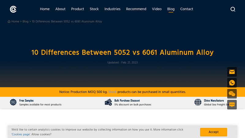 10 Differences Between 5052 vs 6061 Aluminum Alloy