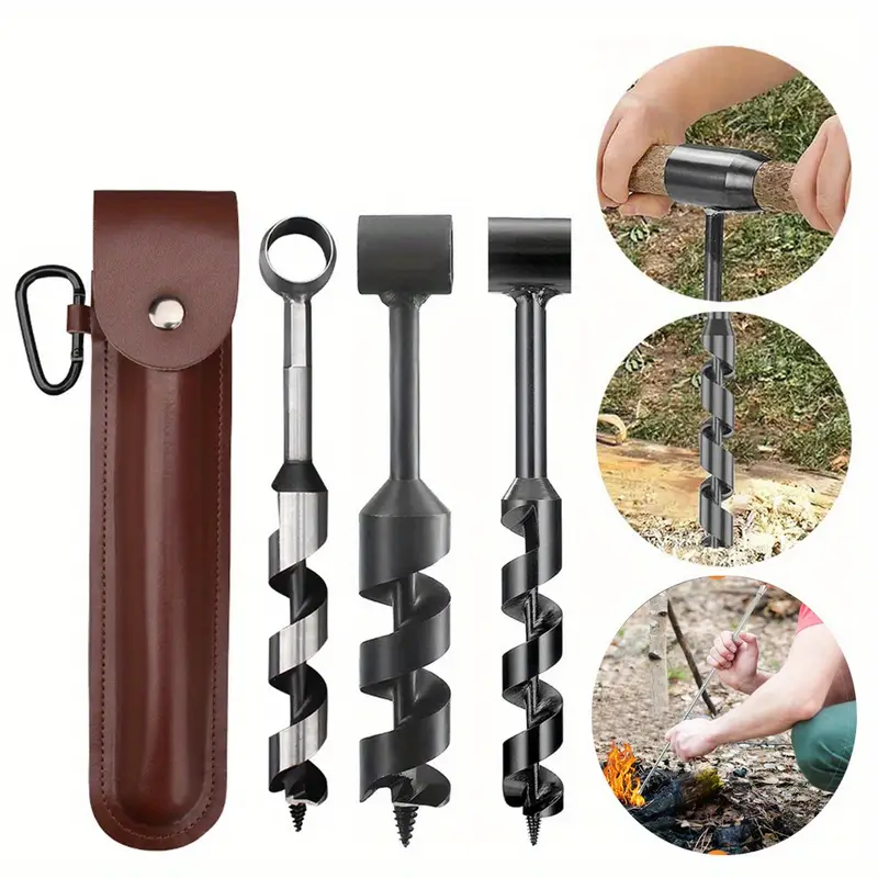10 Inch Hand Drill For Bushcraft & Survival With Leather Carry Bag