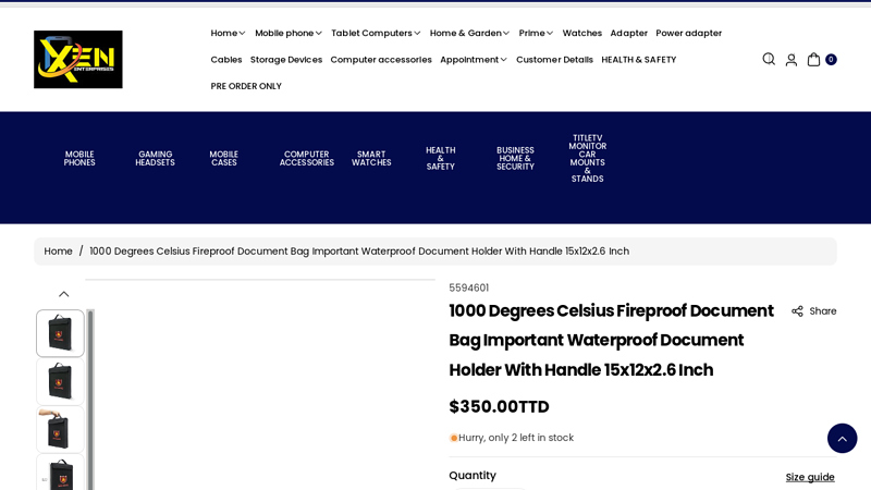 1000 Degrees Celsius Fireproof Document Bag Important ...