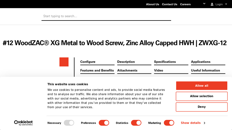 #12 WoodZAC® XG Metal to Wood Screw, Zinc Alloy Capped HWH