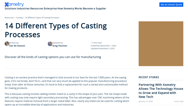 14 Different Types of Casting Processes