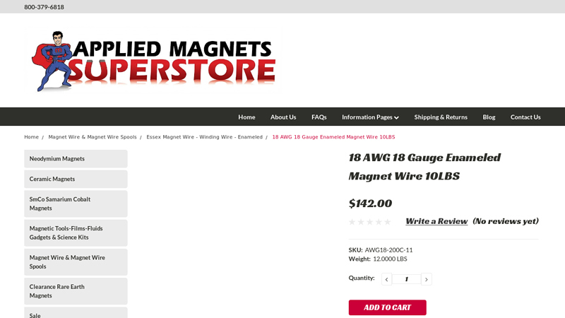 18 AWG 18 Gauge Enameled Magnet Wire 10LBS