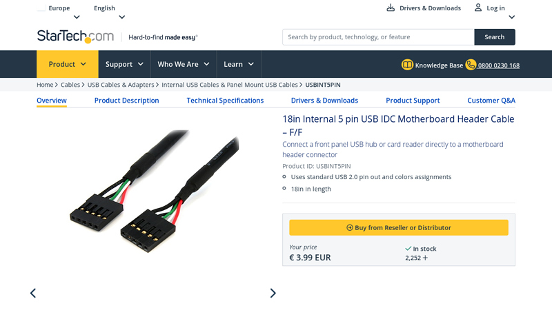 18in Internal 5 pin USB IDC Motherboard Header Cable