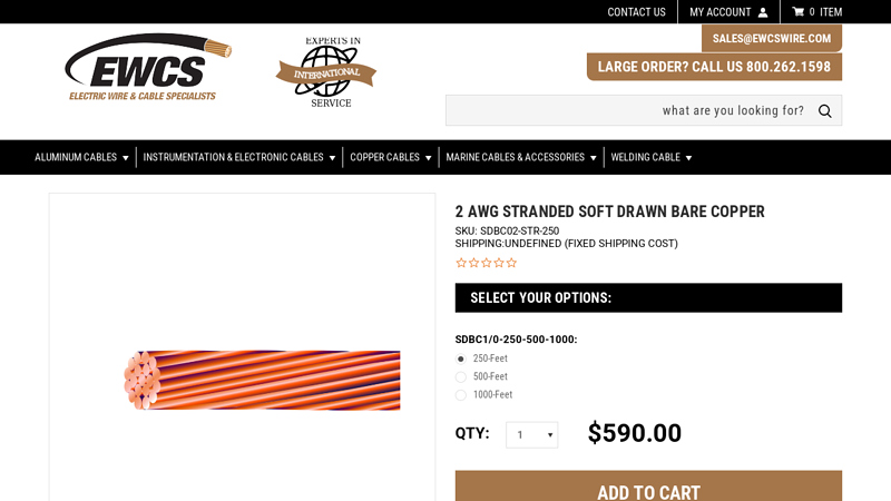 2 AWG STRANDED SOFT DRAWN BARE COPPER