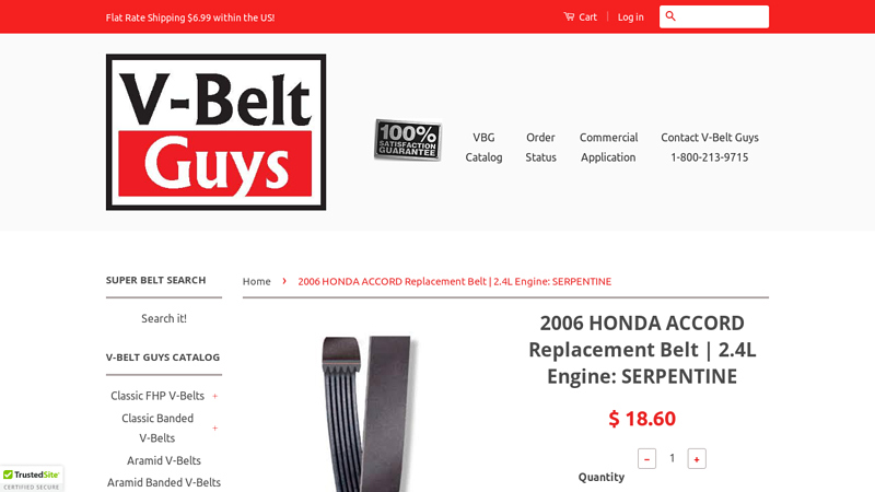 2006 HONDA ACCORD Replacement Belt