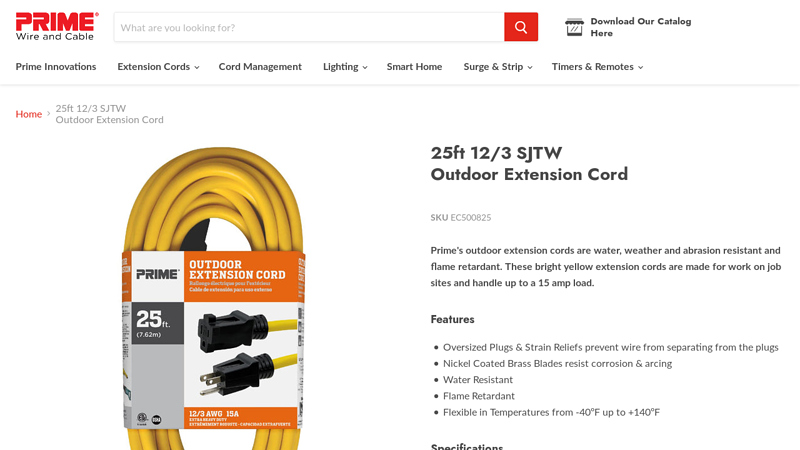 25ft 12/3 SJTW Outdoor Extension Cord