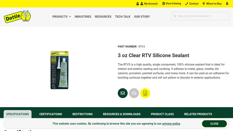 3 oz Clear RTV Silicone Sealant