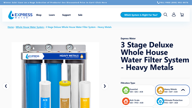 3 Stage Deluxe Whole House Water Filter System