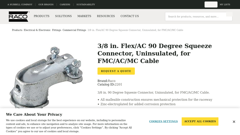 3/8 in. 90 Degree Squeeze Connector, Uninsulated, for FMC/AC/MC ...