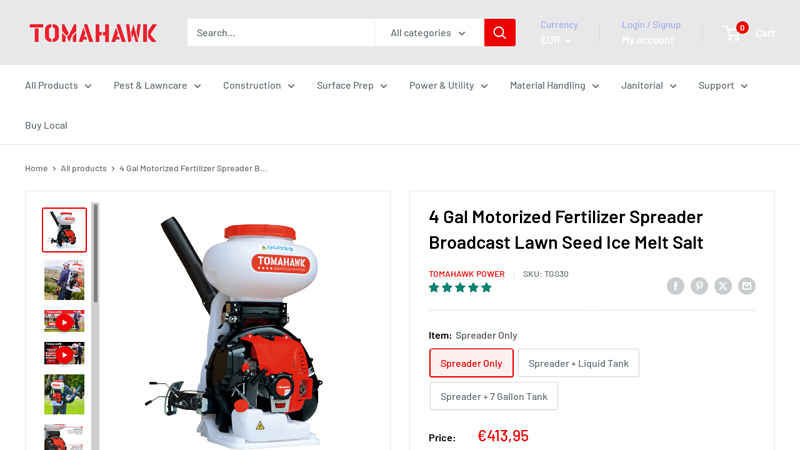 4 Gal Motorized Fertilizer Spreader Broadcast Lawn Seed Ice Melt Salt