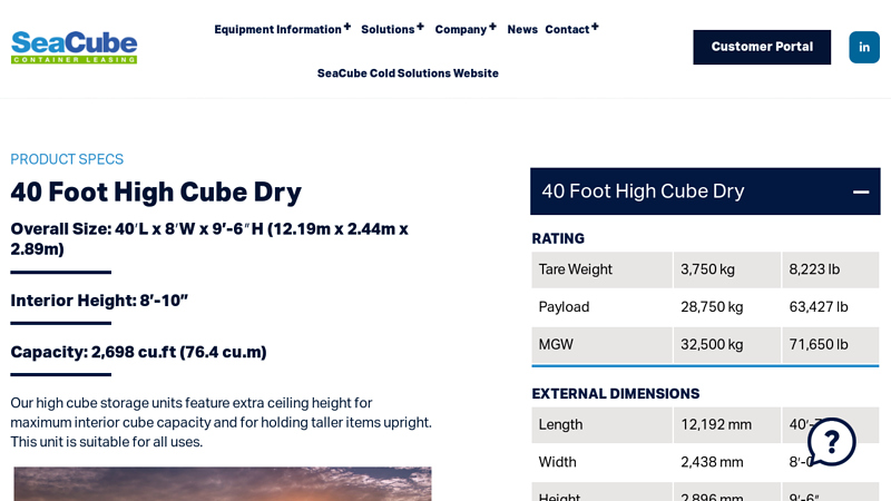 40 Foot High Cube Dry