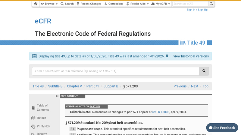 49 CFR 571.209