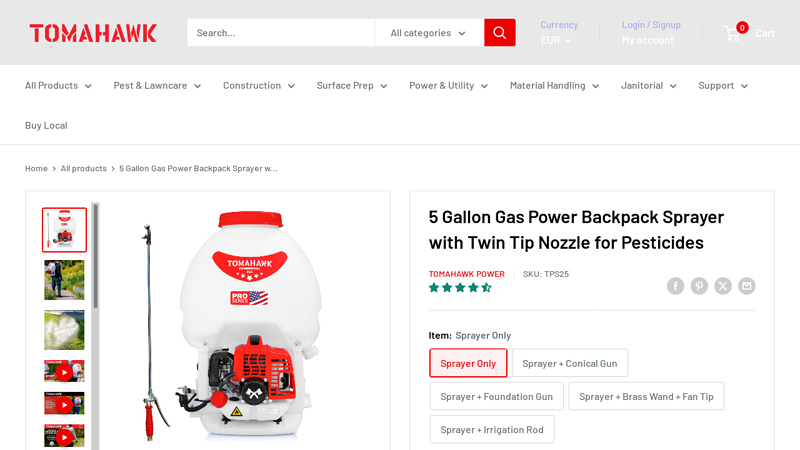 5 Gallon Gas Power Backpack Sprayer with Twin Tip Nozzle for ...