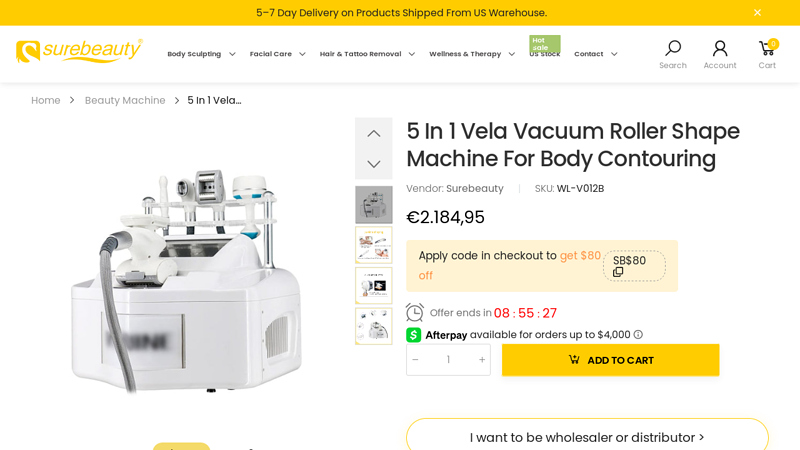 5 In 1 Vela Vacuum Roller Shape Machine For Body Contouring