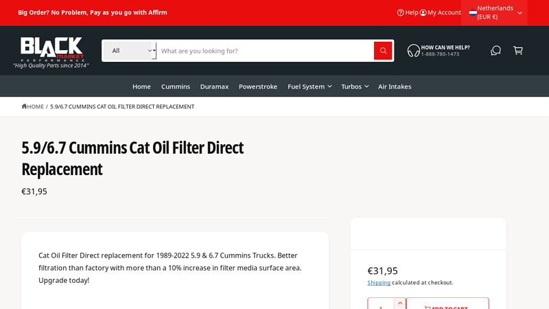 5.9/6.7 Cummins Cat Oil Filter Direct Replacement