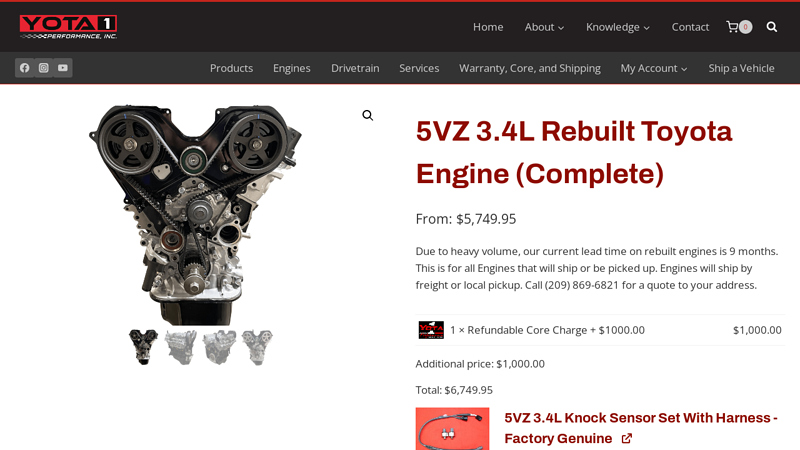 5VZ 3.4L Rebuilt Toyota Engine (Complete)