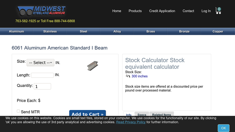 6061 Aluminum American Standard I Beam
