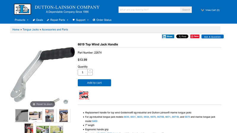 6619 Top Wind Jack Handle