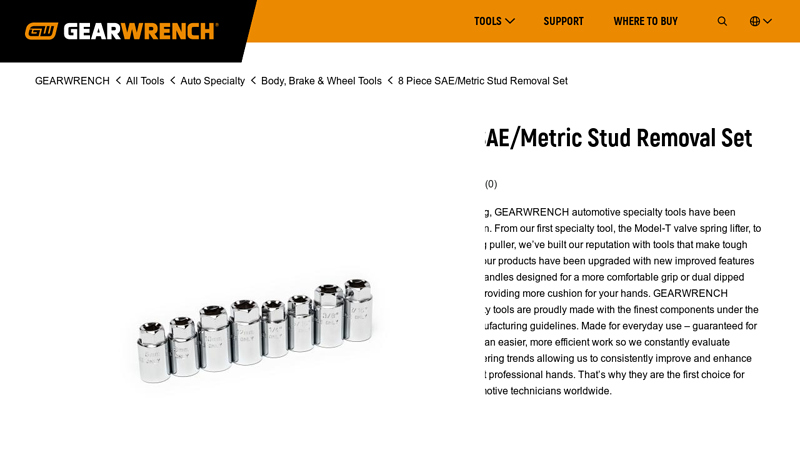 8 Piece SAE/Metric Stud Removal Set