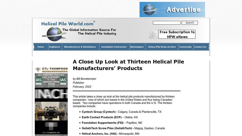 A Close Up Look at Thirteen Helical Pile Manufacturers' Products
