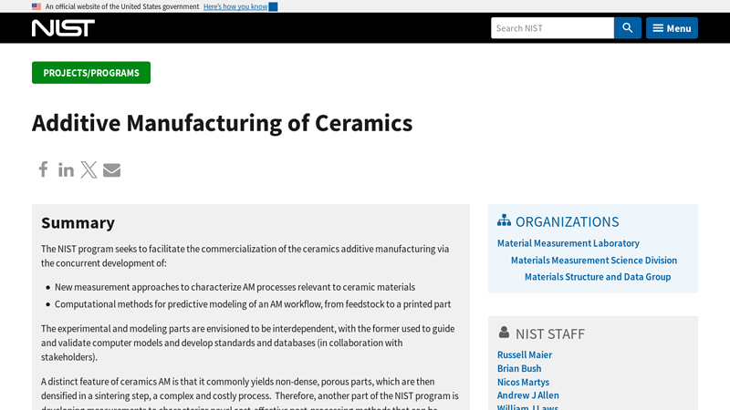 Additive Manufacturing of Ceramics