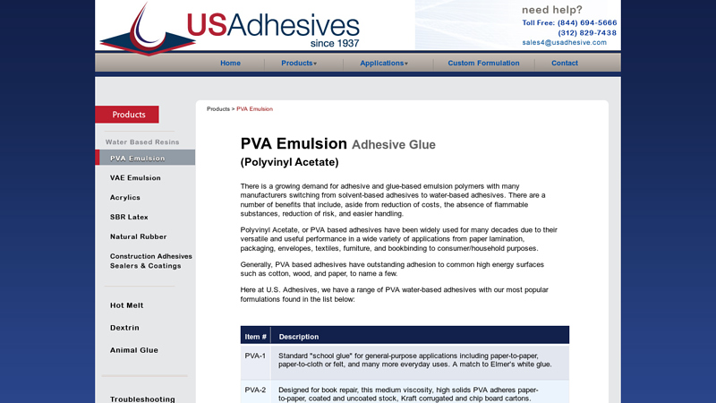 Adhesive Glue Based on PVA Emulsion