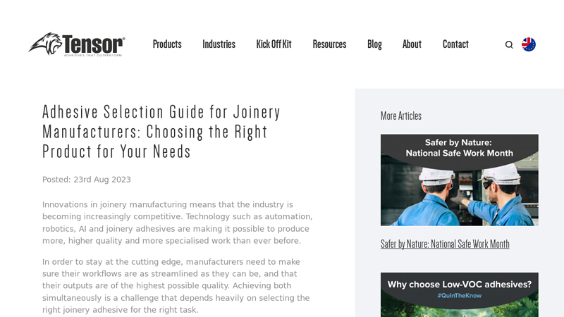 Adhesive Selection Guide for Joinery Manufacturers