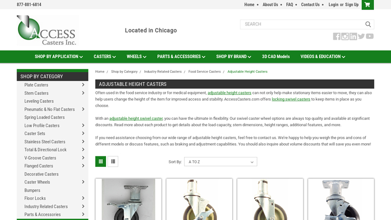 Adjustable Height Casters