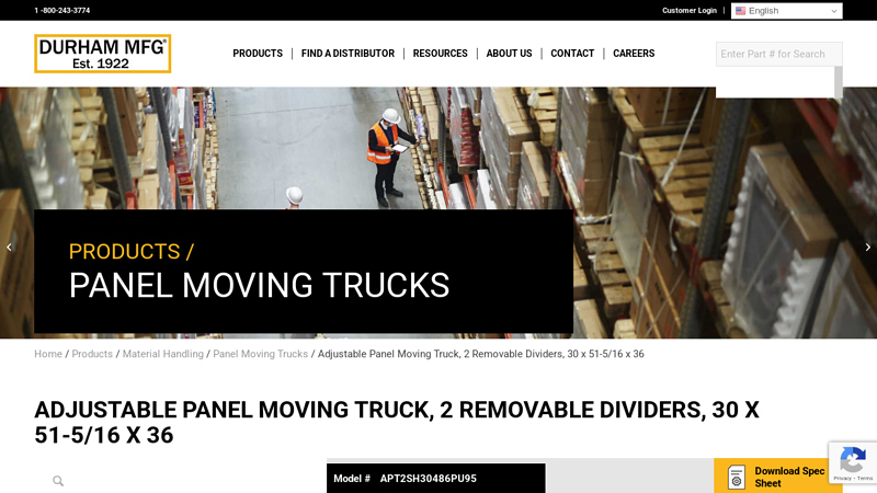 Adjustable Panel Moving Truck, 2 Removable Dividers, 30 x 51