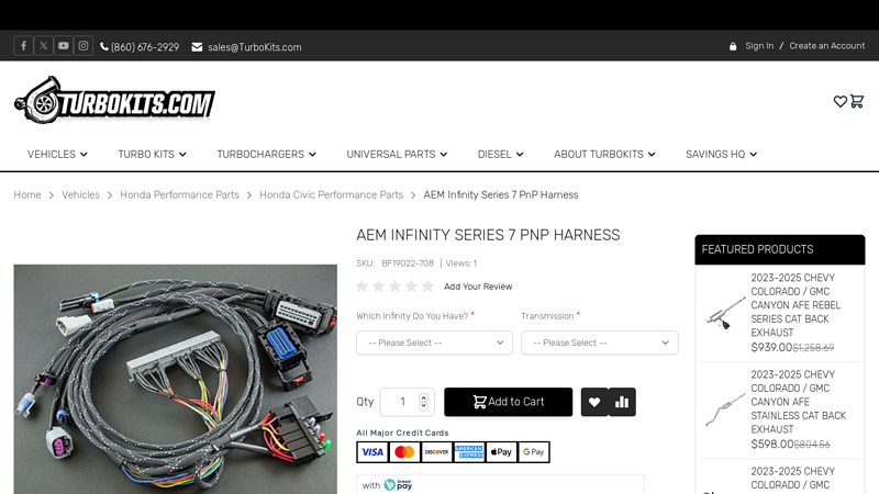 AEM Infinity Series 7 PnP Harness for 2001