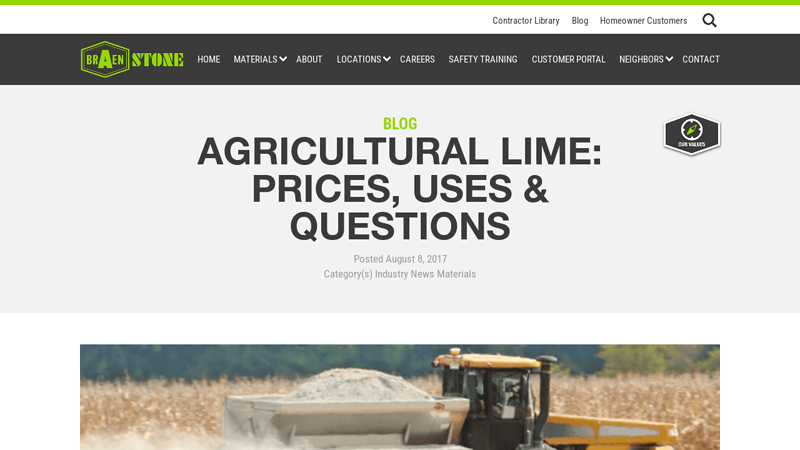 AGRICULTURAL LIME: PRICES, USES & QUESTIONS